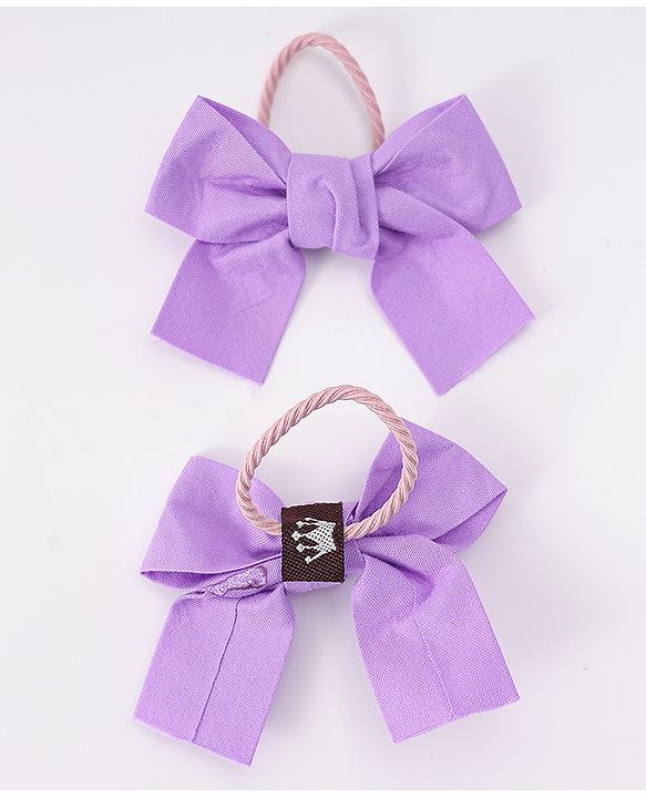 Babyhug Rubber Bands with Bow and Floral Applique Pack of 10 - Lilac