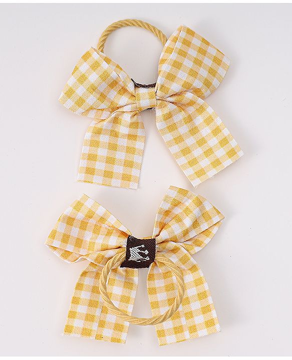 Babyhug Free Size Rubber Bands with Bow and Floral Applique Pack of 10 - Yellow