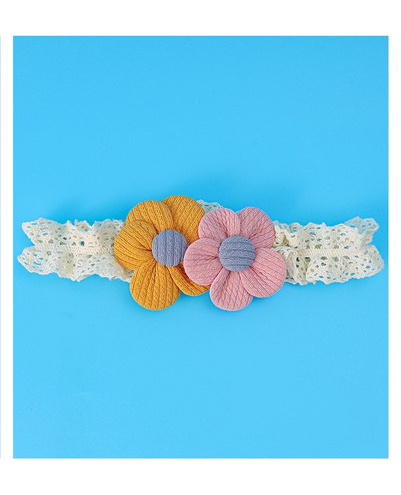 Babyhug Free Size Headbands with Floral Applique Pack of  2 - White