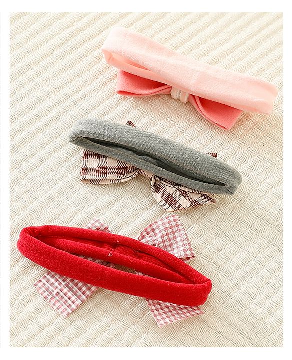 Babyhug Headbands with Bow Applique Pack of 3 - Pink and Red