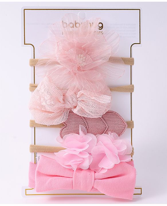 Babyhug  Free Size Headband and Rubber Bands  Combo Pack of 5 - Pink