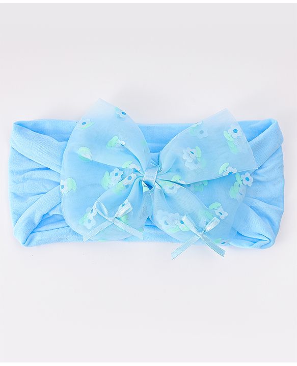 Babyhug Free Size Headband With Bow Applique Pack of 2 - Blue & Yellow