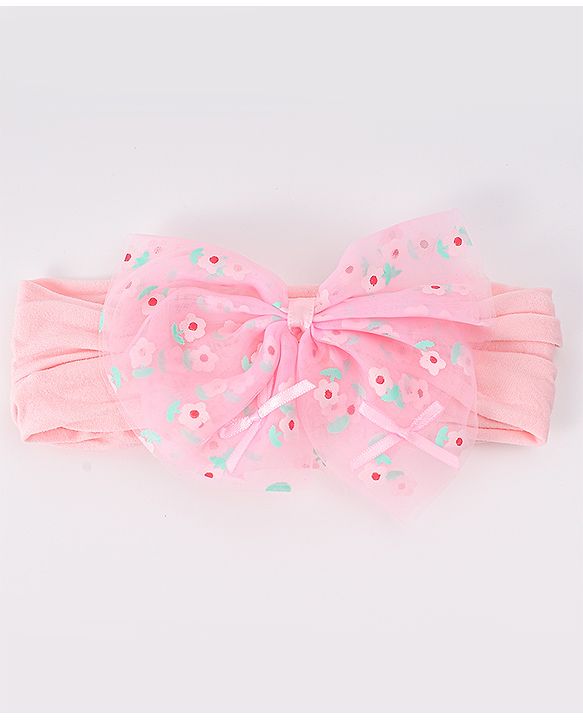 Babyhug Free Size Headband With Bow Applique Pack of 2 - Pink & Fuchsia