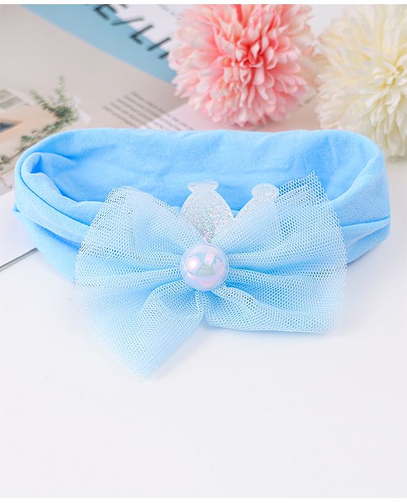 Babyhug Free Size Headbands with Floral Applique - Light Blue
