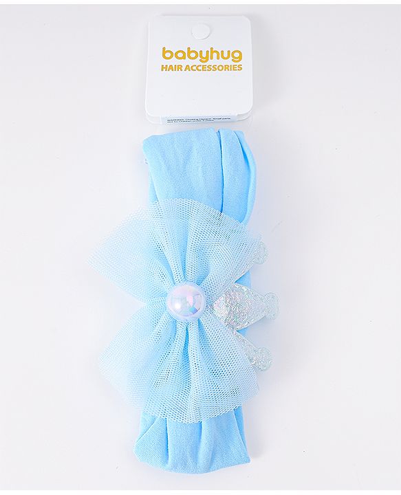 Babyhug Free Size Headbands with Floral Applique - Light Blue