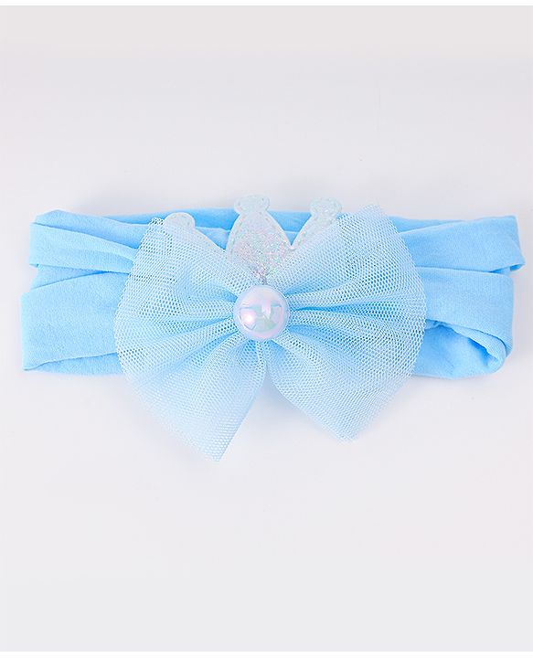 Babyhug Free Size Headbands with Floral Applique - Light Blue