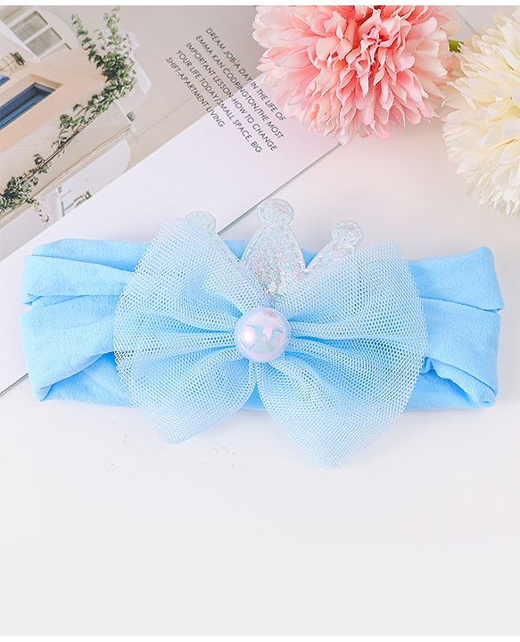 Babyhug Free Size Headbands with Floral Applique - Light Blue