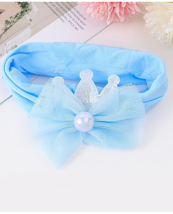 Babyhug Free Size Headbands with Floral Applique - Light Blue