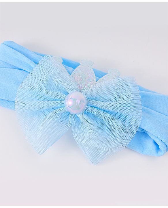 Babyhug Free Size Headbands with Floral Applique - Light Blue