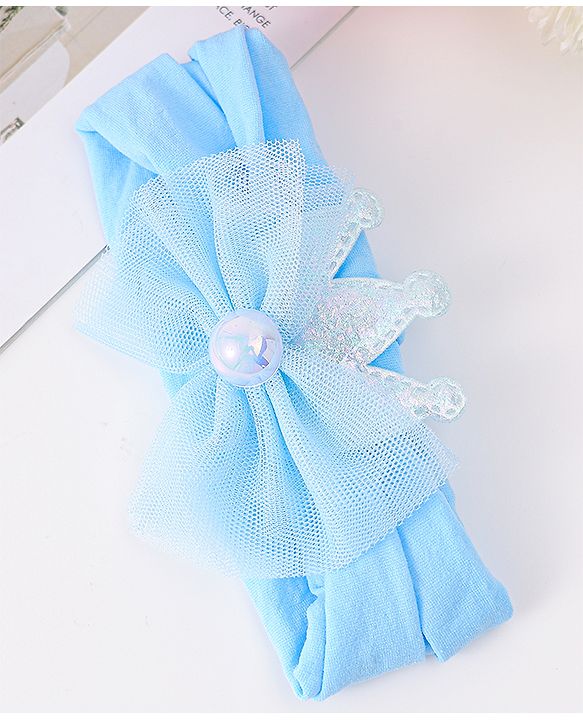 Babyhug Free Size Headbands with Floral Applique - Light Blue