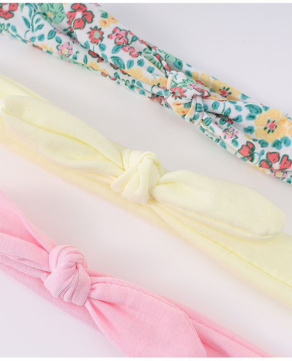 Babyhug Headbands with Bow Applique & Floral Print Pack of 3 Free Size - Multicolor