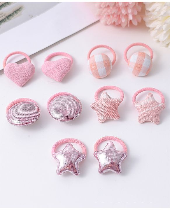 Babyhug Free Size Rubber Bands Pack Of 10 - Pink