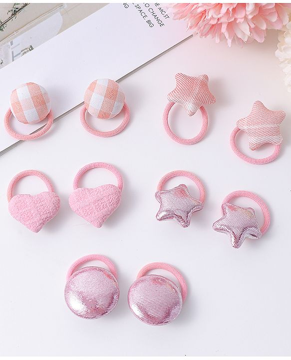 Babyhug Free Size Rubber Bands Pack Of 10 - Pink