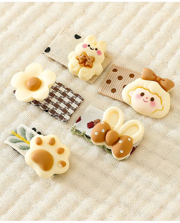 Babyhug Free Size Hair Clips Pack Of 5 - Multi Colour