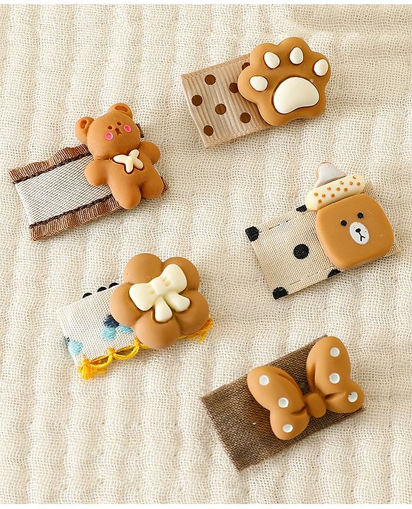 Babyhug Free Size Hair Clips Pack Of 5 - Multi Colour