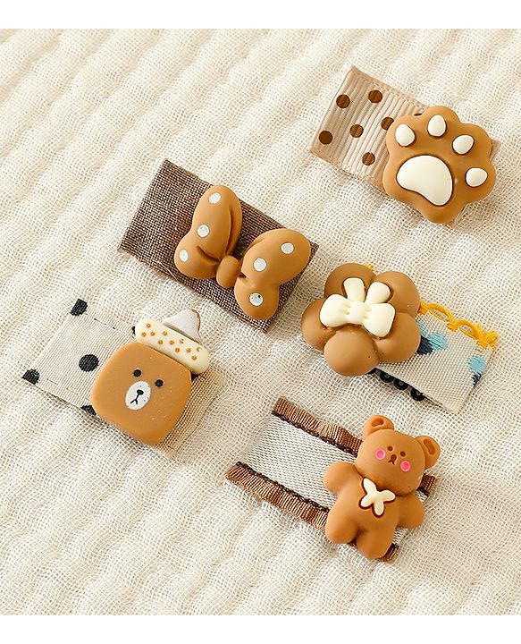 Babyhug Free Size Hair Clips Pack Of 5 - Multi Colour