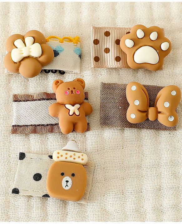 Babyhug Free Size Hair Clips Pack Of 5 - Multi Colour