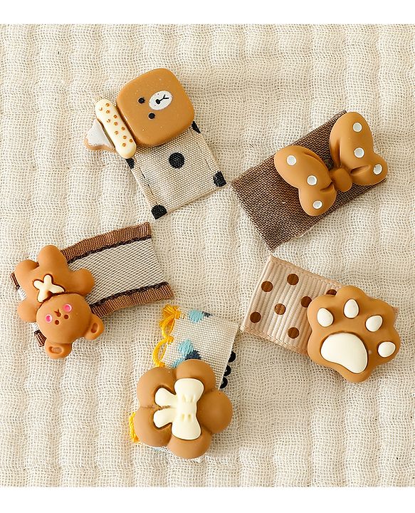 Babyhug Free Size Hair Clips Pack Of 5 - Multi Colour