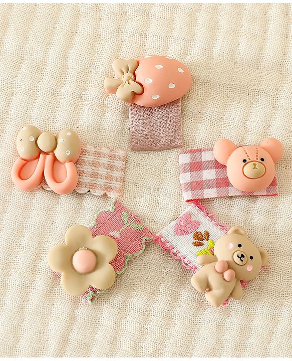 Babyhug Free Size Hair Clips Pack Of 5 - Multi Colour