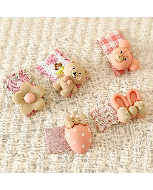 Babyhug Free Size Hair Clips Pack Of 5 - Multi Colour