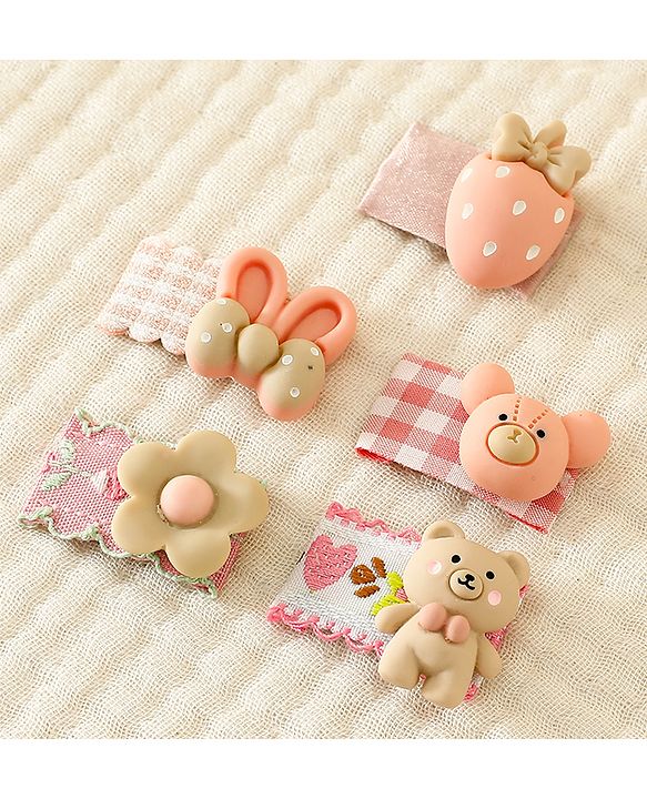 Babyhug Free Size Hair Clips Pack Of 5 - Multi Colour