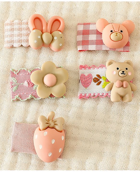 Babyhug Free Size Hair Clips Pack Of 5 - Multi Colour