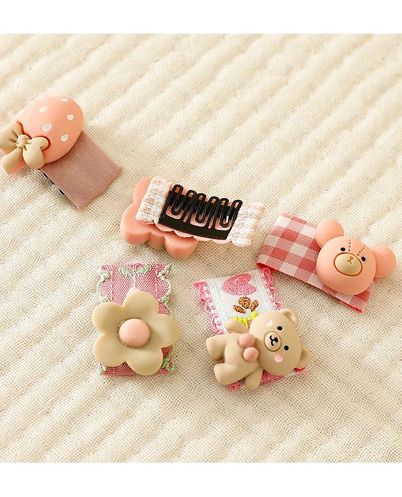 Babyhug Free Size Hair Clips Pack Of 5 - Multi Colour
