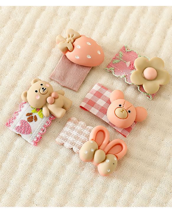 Babyhug Free Size Hair Clips Pack Of 5 - Multi Colour