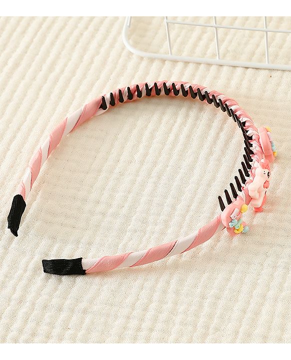Babyhug Hair Band With Unicorn Applique - Pink