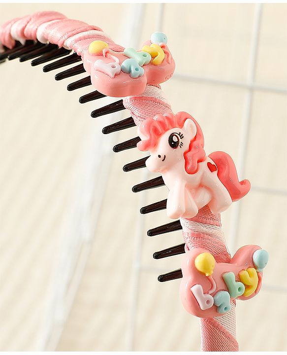 Babyhug Hair Band With Unicorn Applique - Pink