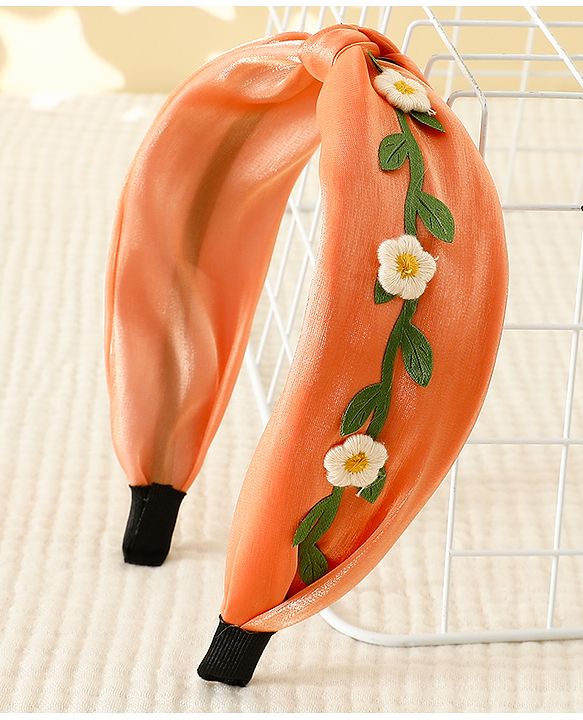 Pine Kids Hair Band with Floral Applique - Peach