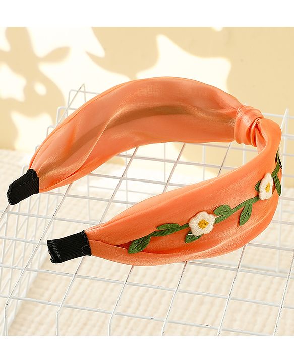 Pine Kids Hair Band with Floral Applique - Peach