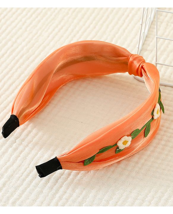 Pine Kids Hair Band with Floral Applique - Peach