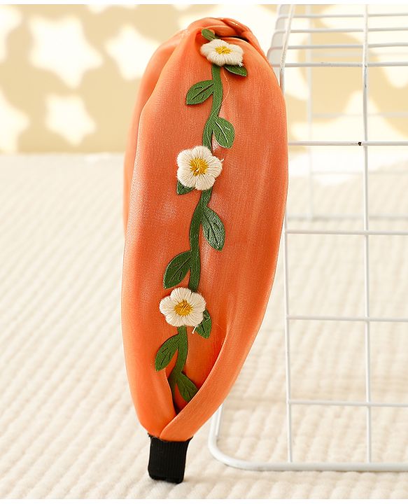 Pine Kids Hair Band with Floral Applique - Peach