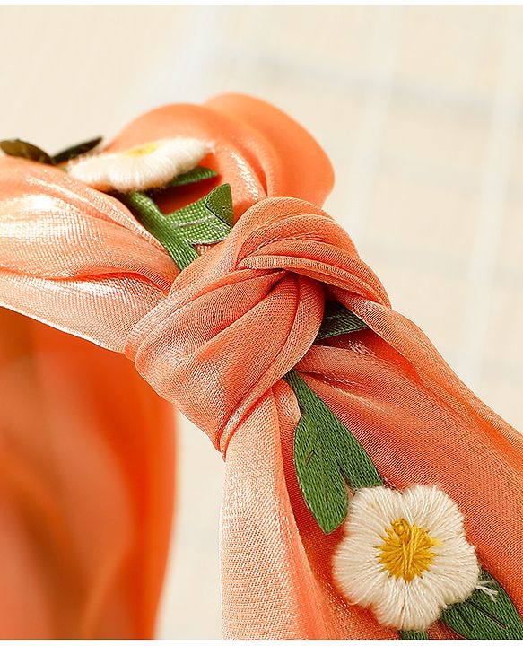 Pine Kids Hair Band with Floral Applique - Peach