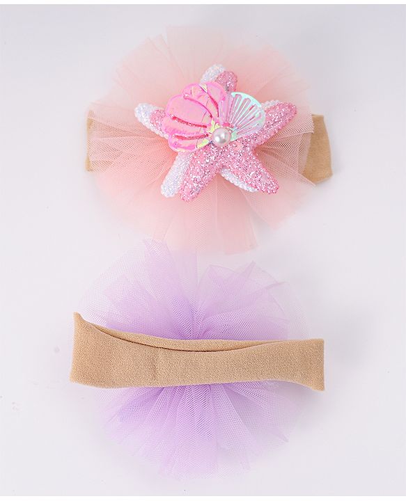 Babyhug Rubber Bands with with Sea Life Applique - Pink & Purple