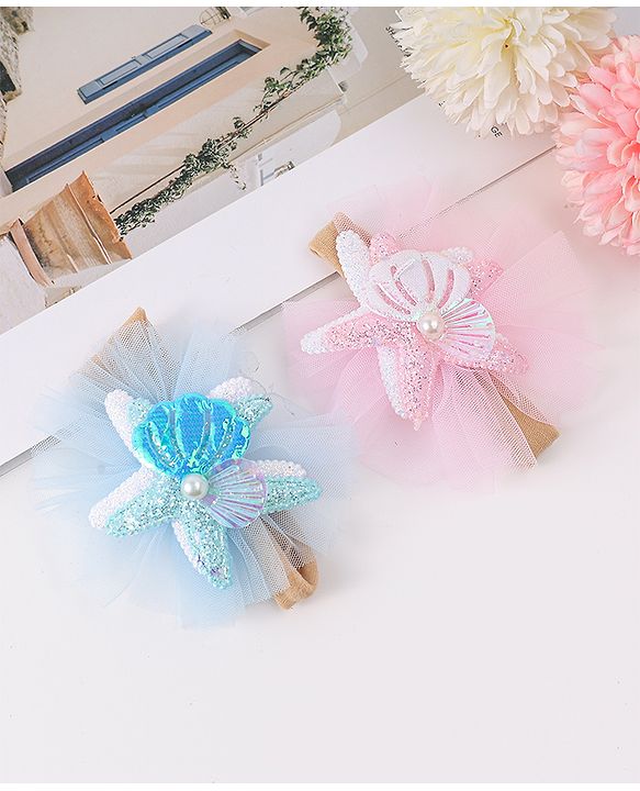 Babyhug Rubber Bands with with Sea Life Applique - Pink & Purple