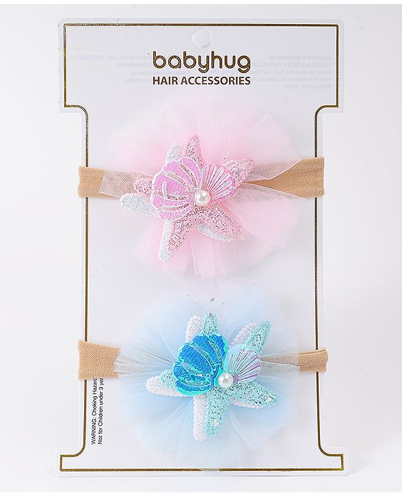Babyhug Rubber Bands with with Sea Life Applique - Pink & Purple