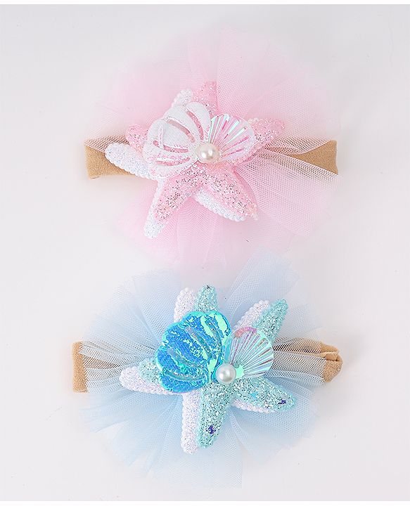 Babyhug Rubber Bands with with Sea Life Applique - Pink & Purple