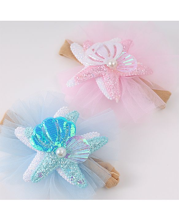 Babyhug Rubber Bands with with Sea Life Applique - Pink & Purple
