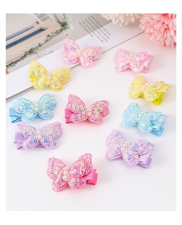 Babyhug Free Size Bow & Butterfly Clips Set of 8 - Multicolor