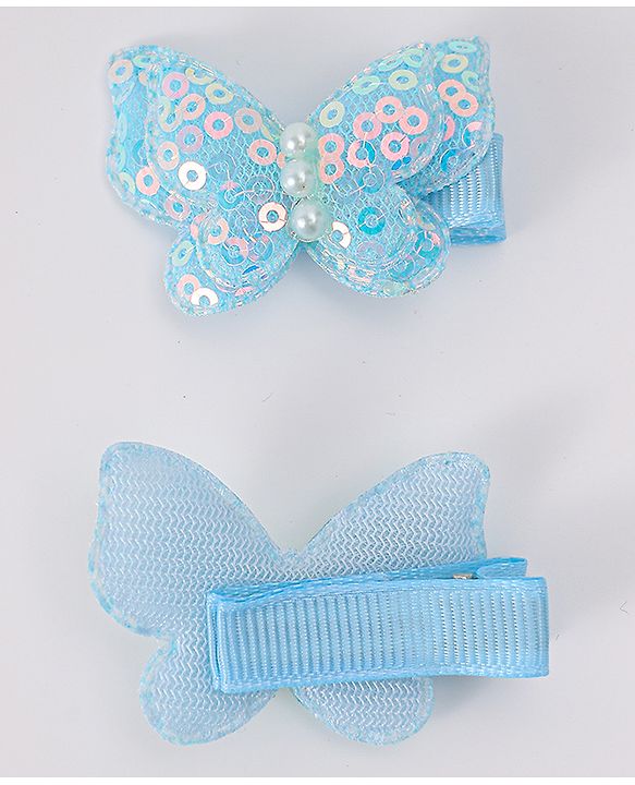 Babyhug Bow & Butterfly Clips with Sequins Pack of 10 - Yellow Pink and Lilac