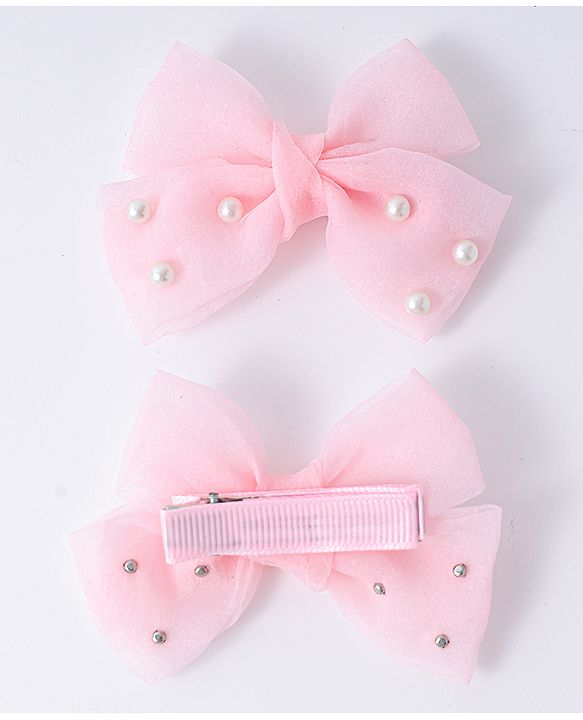 Babyhug Bow & Butterfly Clips Set of 4  - Pink & Purple