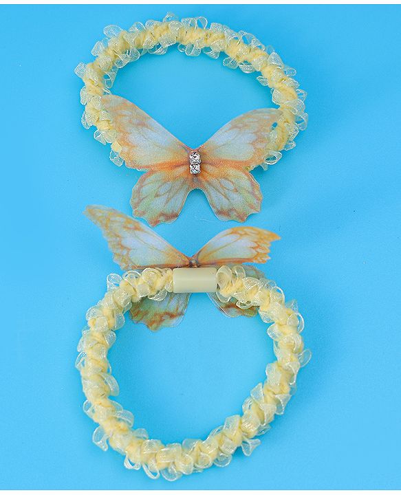 Pine Kids Hair Rubber Bands Pack of 8 With Butterfly Applique- Multicolor