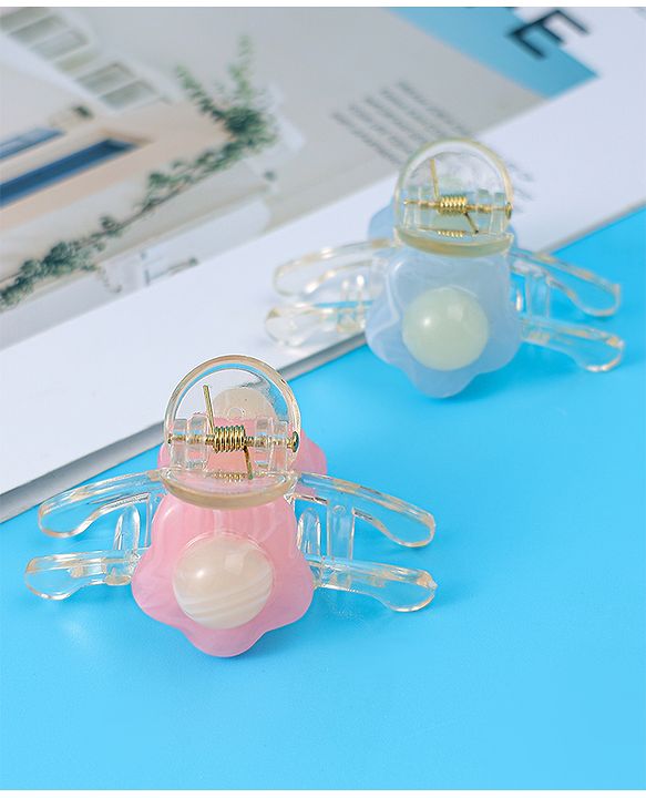 Babyhug Free Size Floral Hair Pins And Clips Pack of 2 - Blue & Pink