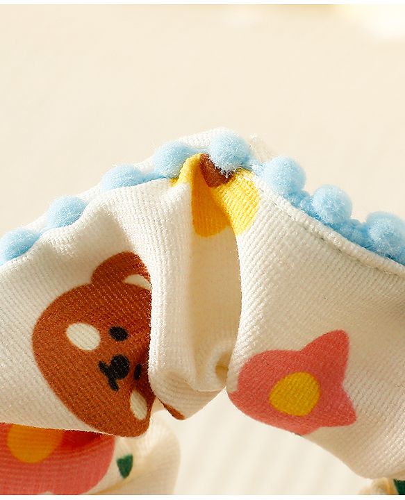Pine Kids Scrunchies with Floral Print & Bow Applique - Light Blue Pink & Yellow