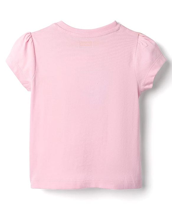 Babyhug Cotton Knit Half Sleeves Capri Night Suit With Heart Print - Pink
