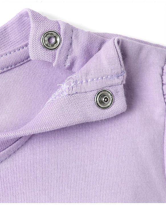 Babyhug Cotton Knit Half Sleeves Capri Night Suit With Floral Print - Lavender