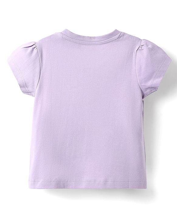 Babyhug Cotton Knit Half Sleeves Capri Night Suit With Floral Print - Lavender