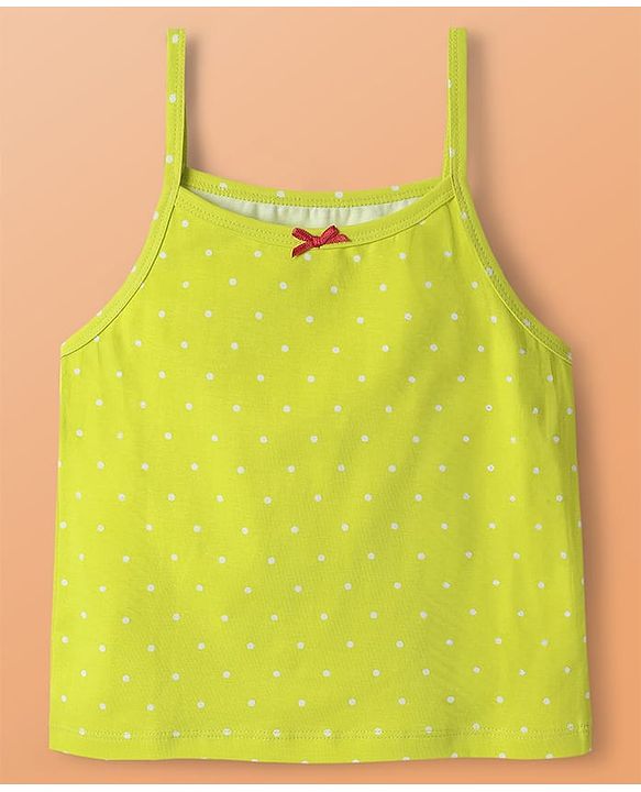 Pine Kids Cotton Elastane Knit Sleeveless Slip With Stripes & Polka Dots Pack Of 3 - Yellow White & Green